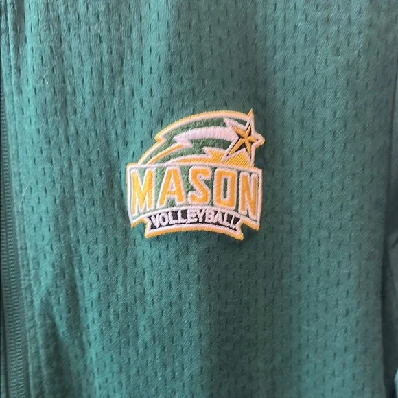 Adidas Jacket Green Zip-Up Athlete w/ Hood Mason Volleyball Mixed Media Sz L - Picture 2 of 9